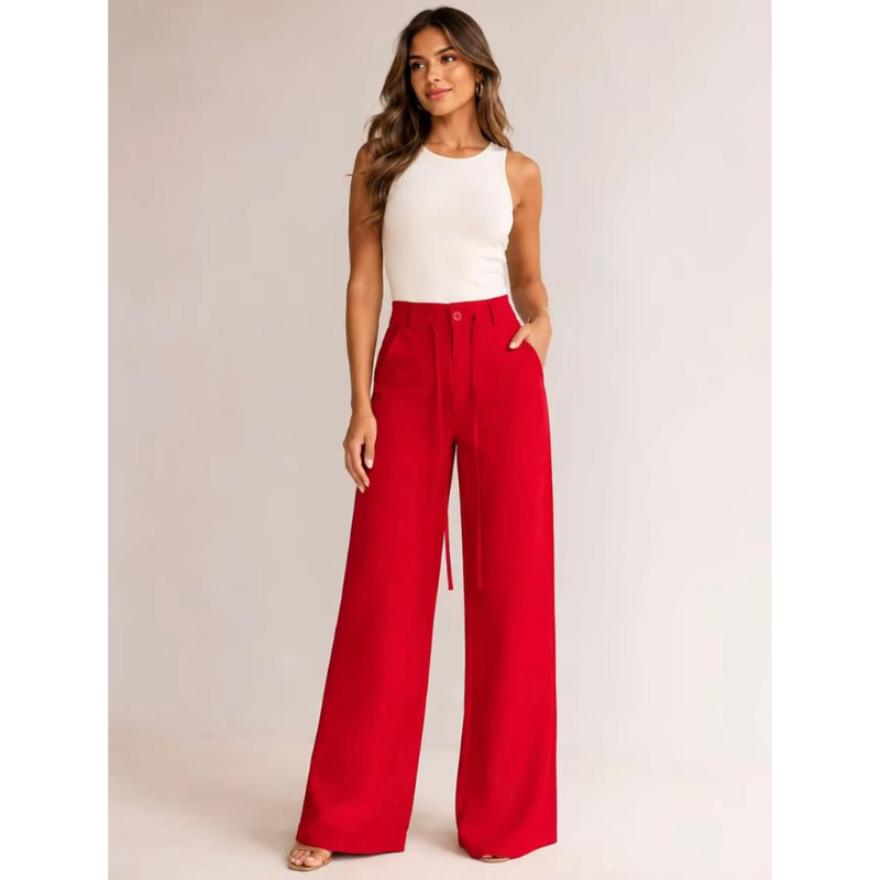 Calça Pantalona Cintura Alta. Alonga, Afina e Não Marca