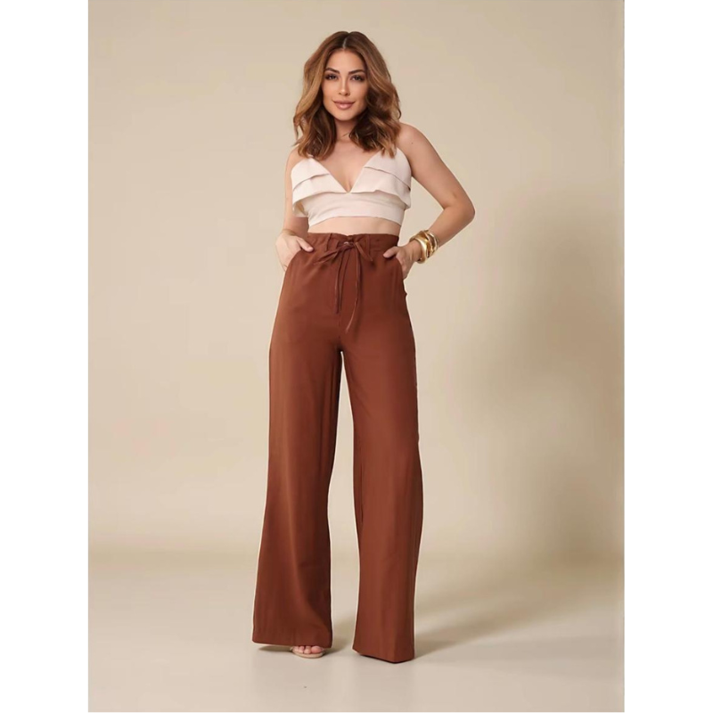 Calça Pantalona Cintura Alta. Alonga, Afina e Não Marca