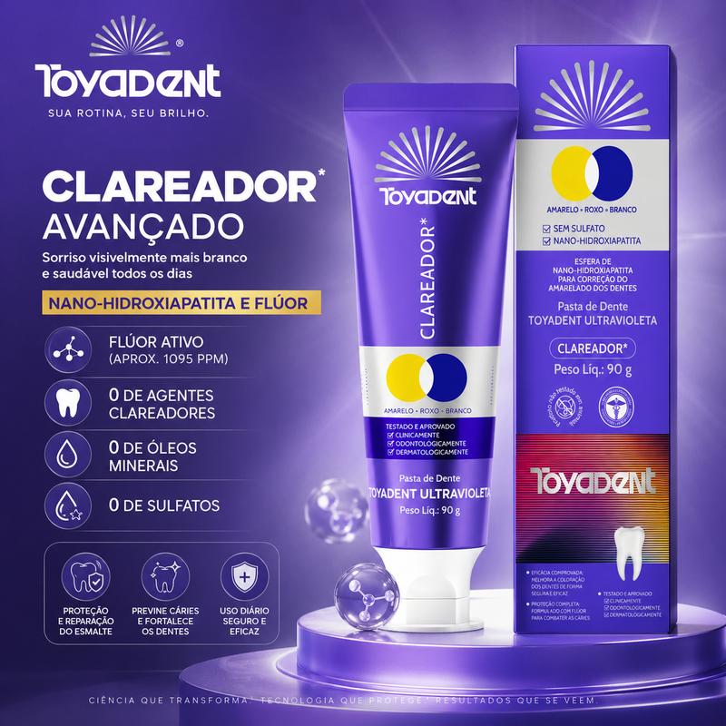 Pasta Dental Clareadora Roxa — Neutraliza o Amarelado dos Dentes