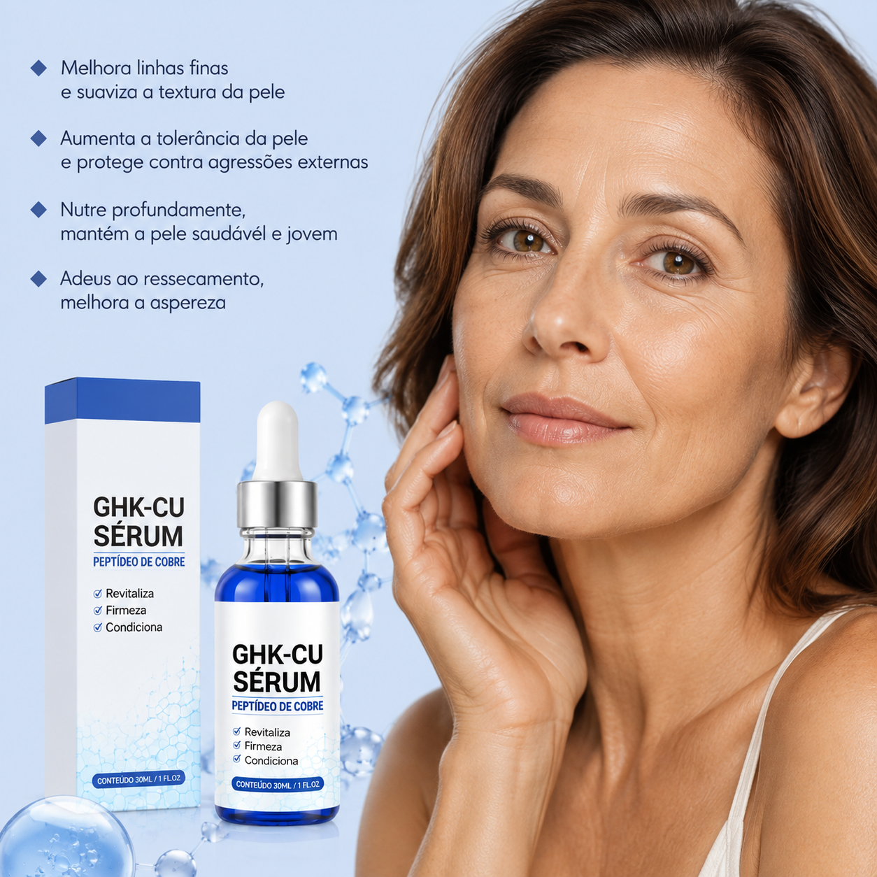 Sérum GHK-CU Copper Peptide — Firmador e Antissinais 30ml