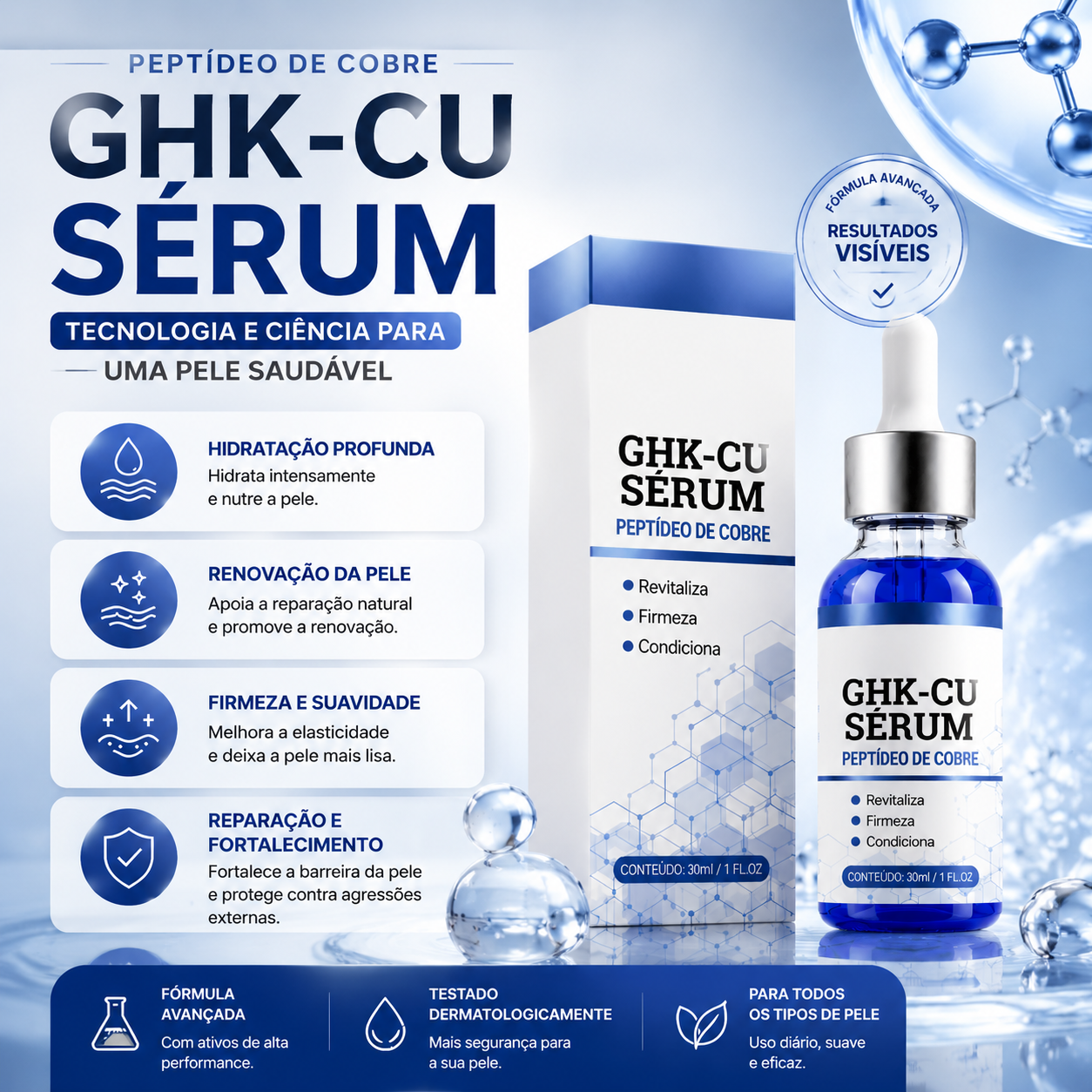 Sérum GHK-CU Copper Peptide — Firmador e Antissinais 30ml
