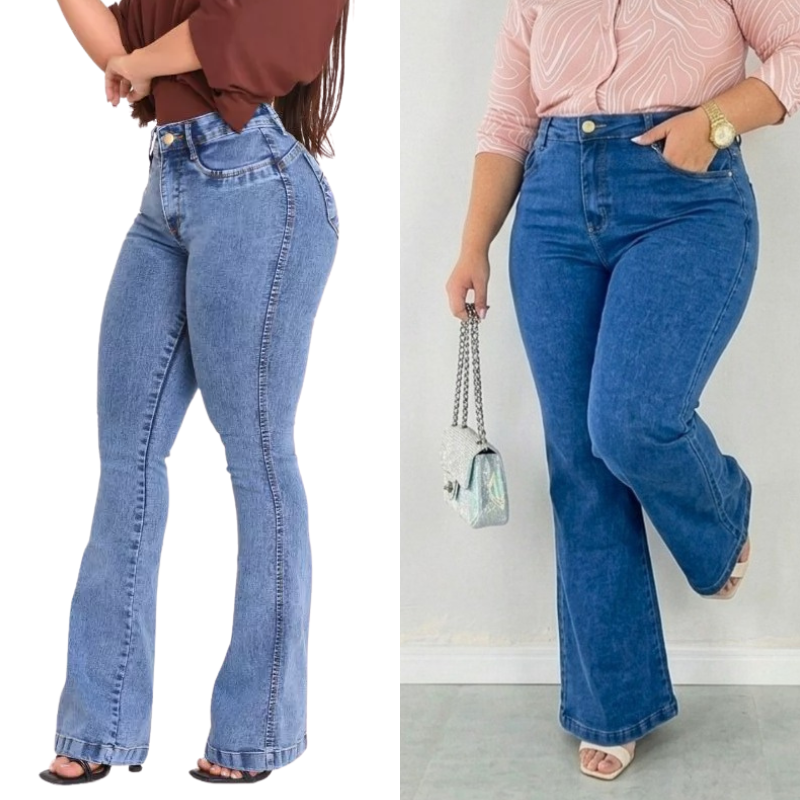 Calça Jeans Flare Plus Size — Modela e Valoriza Suas Curvas