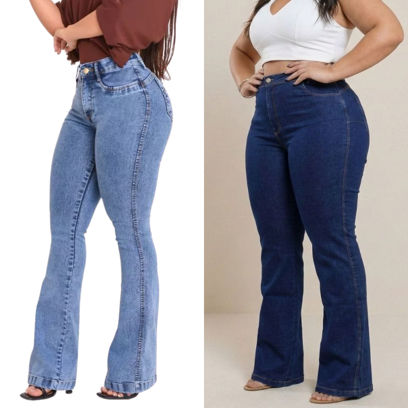 Calça Jeans Flare Plus Size — Modela e Valoriza Suas Curvas