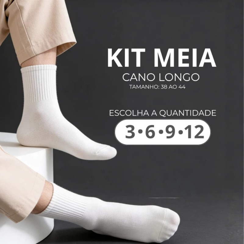 Kit Meia Grossa Cano Alto Unissex