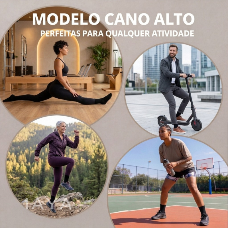 Kit Meia Grossa Cano Alto Unissex