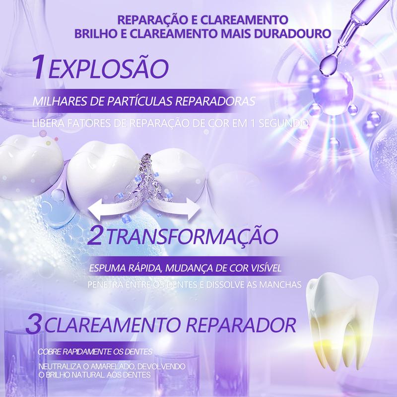 Pasta Dental Clareadora Roxa — Neutraliza o Amarelado dos Dentes