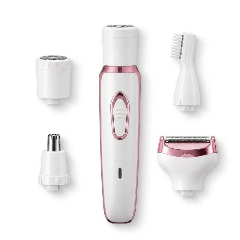 Depilador Elétrico Feminino 4 em 1 — USB, Sem Fio, Lâmina Inox