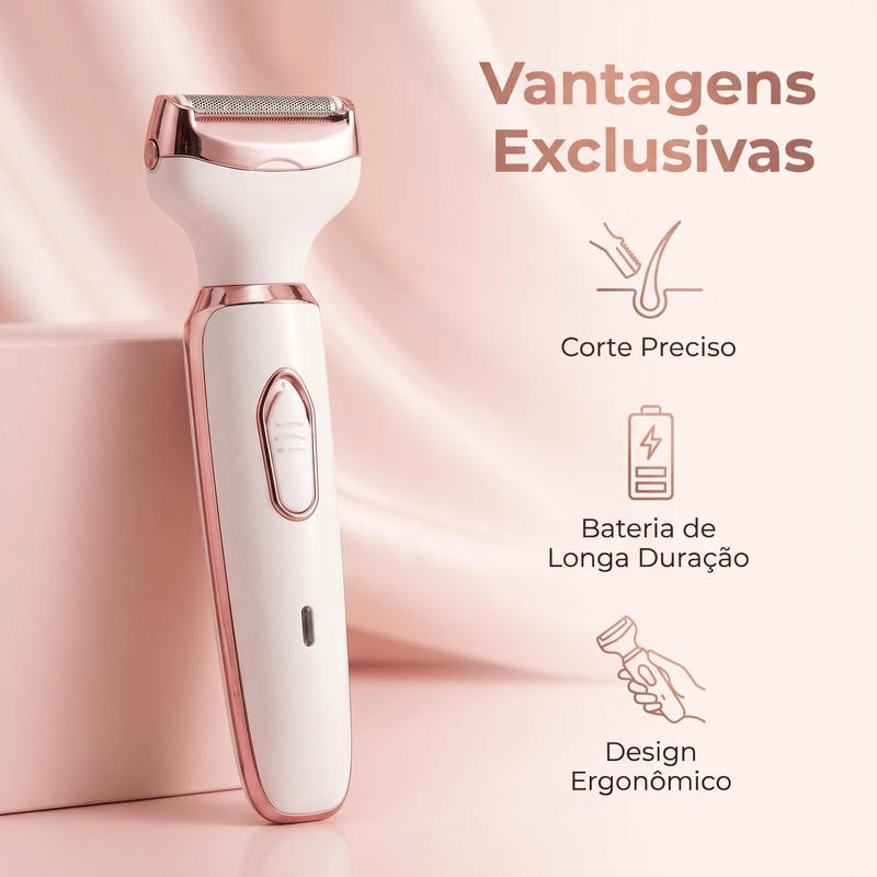 Depilador Elétrico Feminino 4 em 1 — USB, Sem Fio, Lâmina Inox