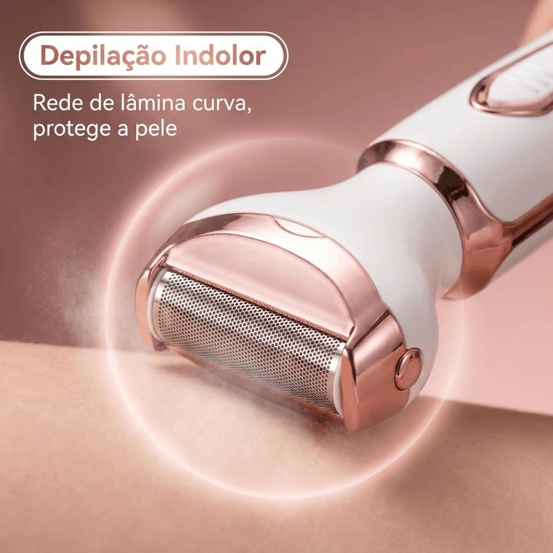 Depilador Elétrico Feminino 4 em 1 — USB, Sem Fio, Lâmina Inox