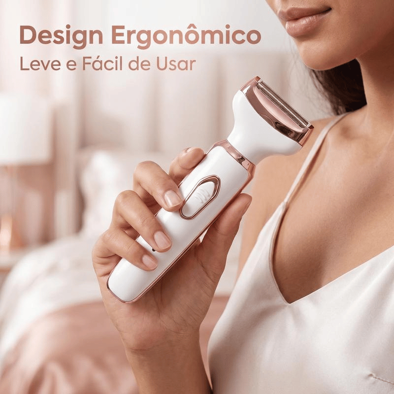 Depilador Elétrico Feminino 4 em 1 — USB, Sem Fio, Lâmina Inox