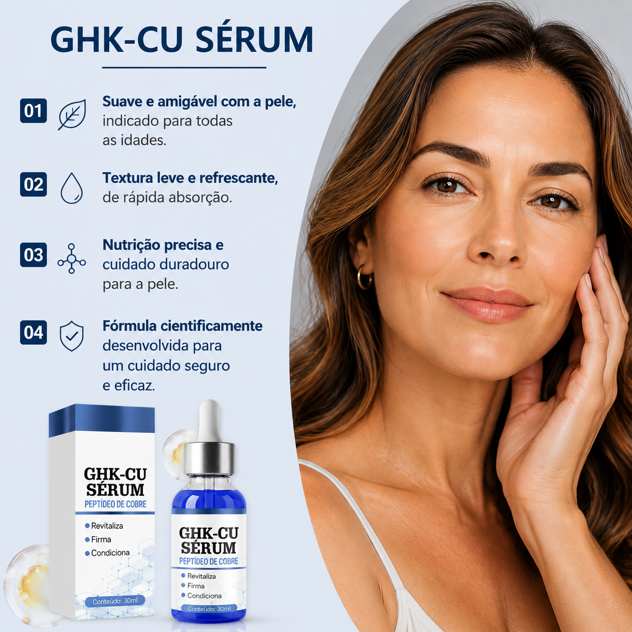Sérum GHK-CU Copper Peptide — Firmador e Antissinais 30ml