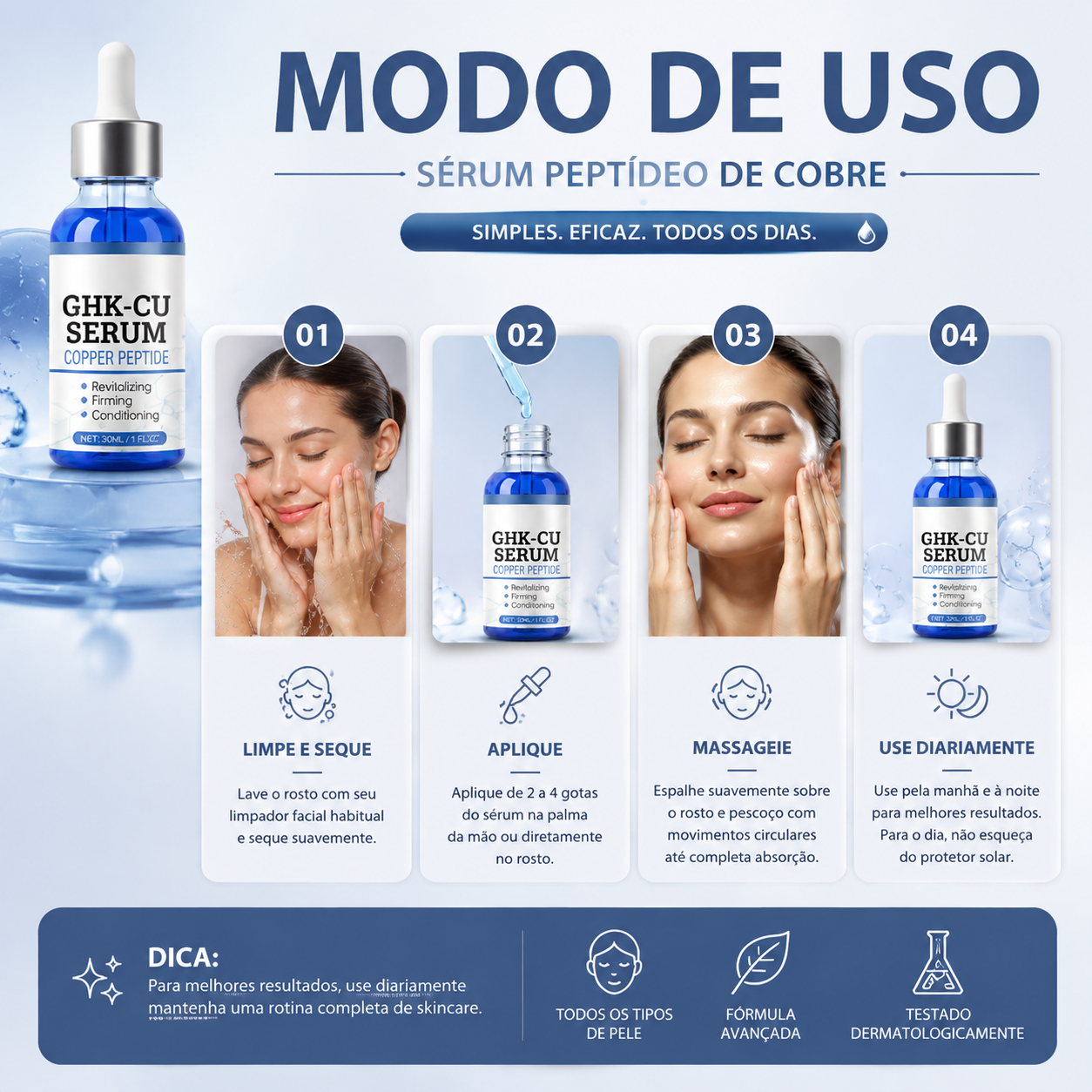 Sérum GHK-CU Copper Peptide — Firmador e Antissinais 30ml