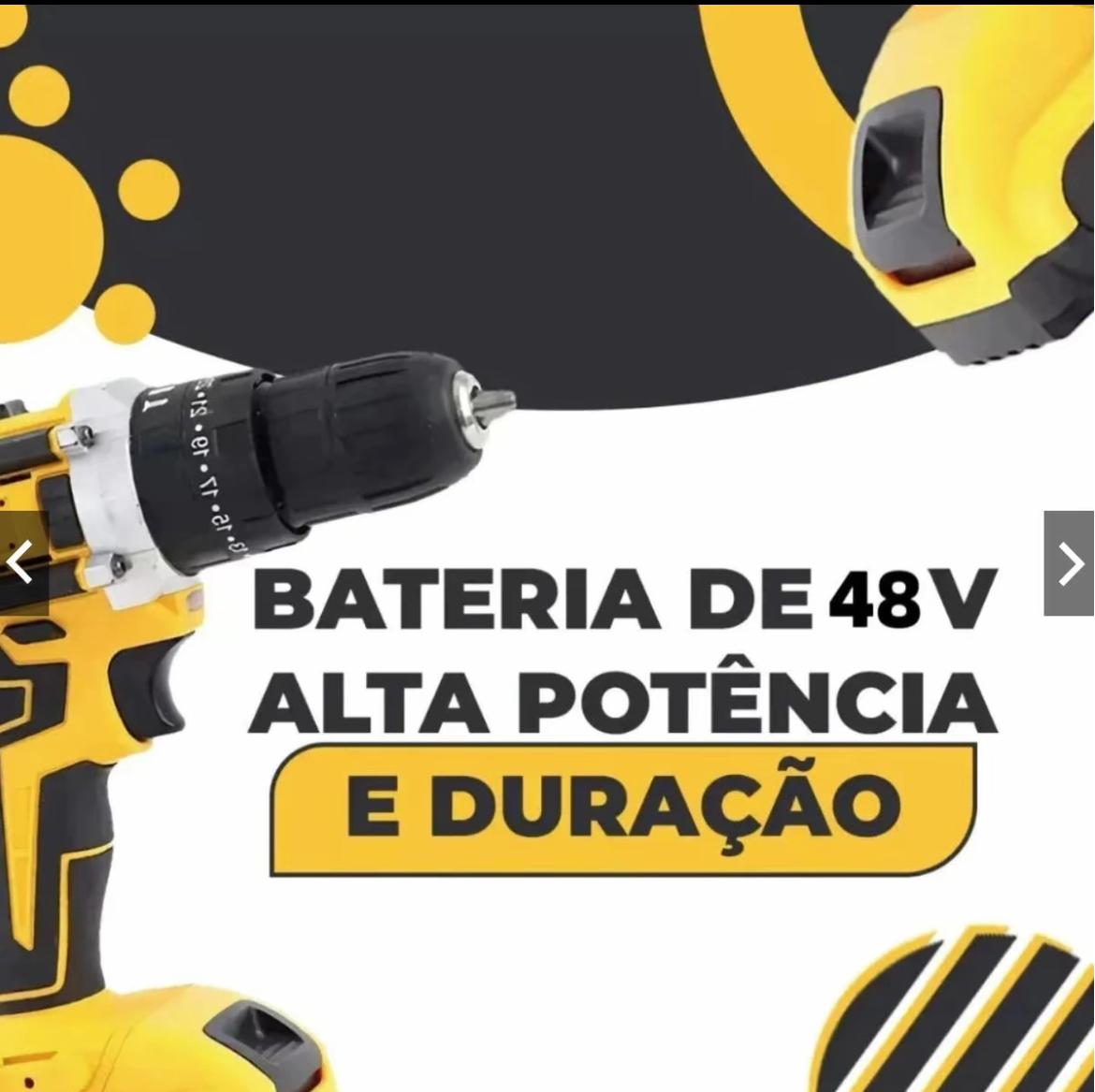 Furadeira e Parafusadeira Sem Fio 48V com 2 Baterias