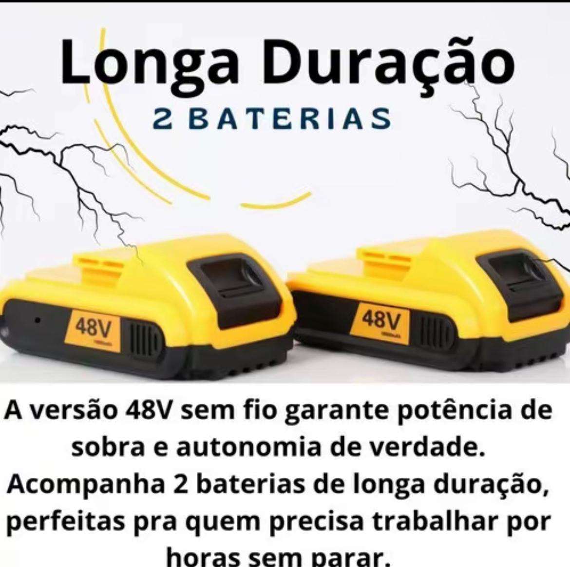 Furadeira e Parafusadeira Sem Fio 48V com 2 Baterias
