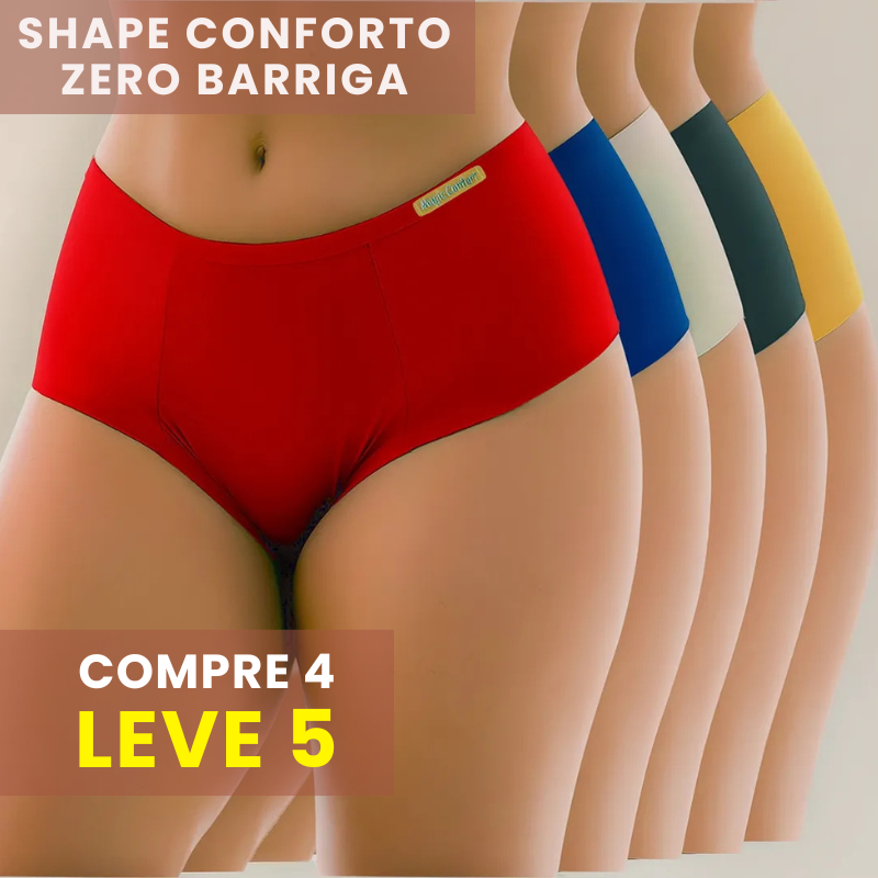 Kit com 5 Calcinhas Cintura Alta Microfibra Redutora Luxo