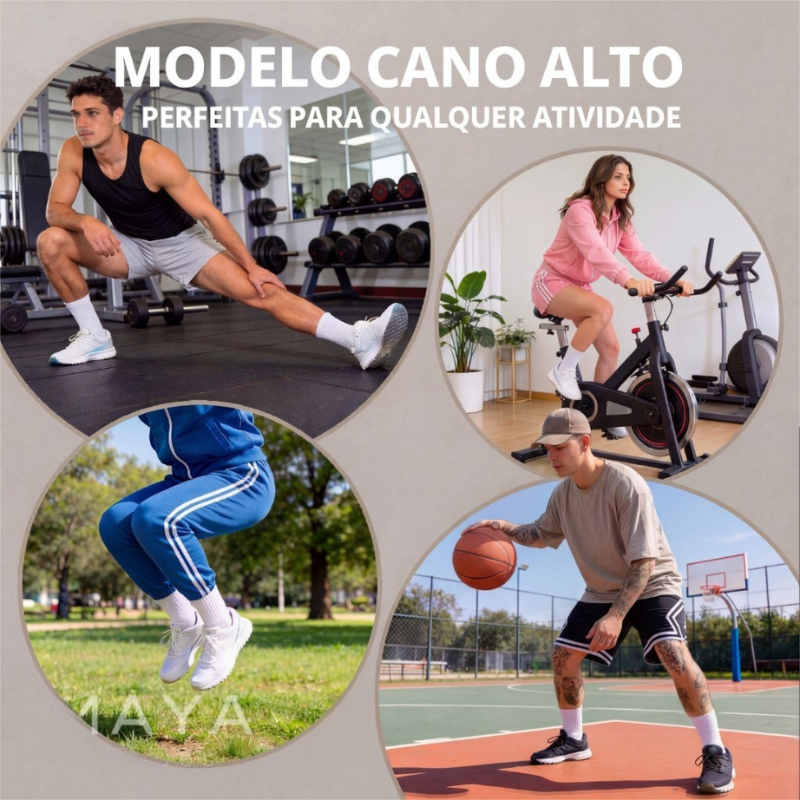 Kit Meia Grossa Cano Alto Unissex