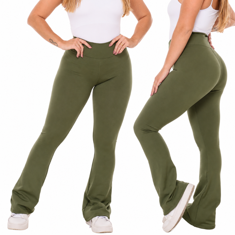 Calça Flare Flanelada — Modela, Alonga e Aquece