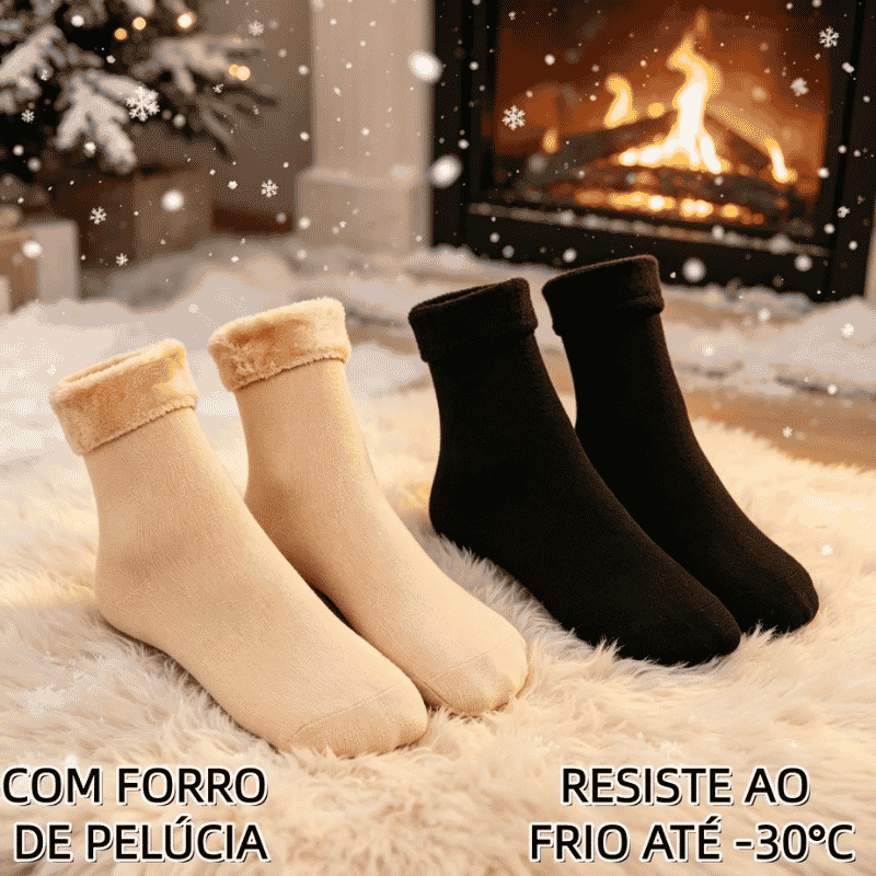 Kit Meia Térmica Forrada Feminina e Masculina