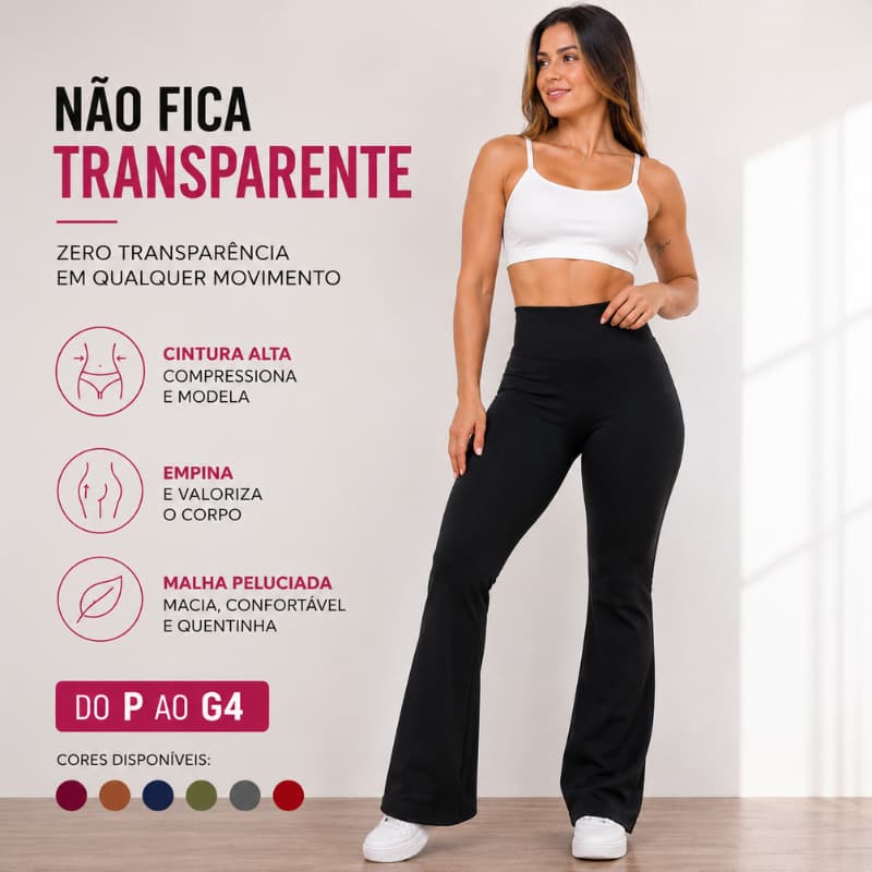 Calça Flare Flanelada — Modela, Alonga e Aquece