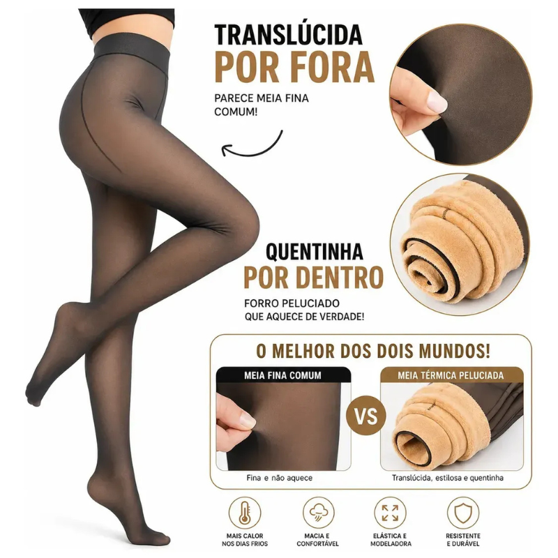 Kit Meia Calça Térmica Translúcida — Preta por Fora, Quentinha por Dentro | P/M ao G3