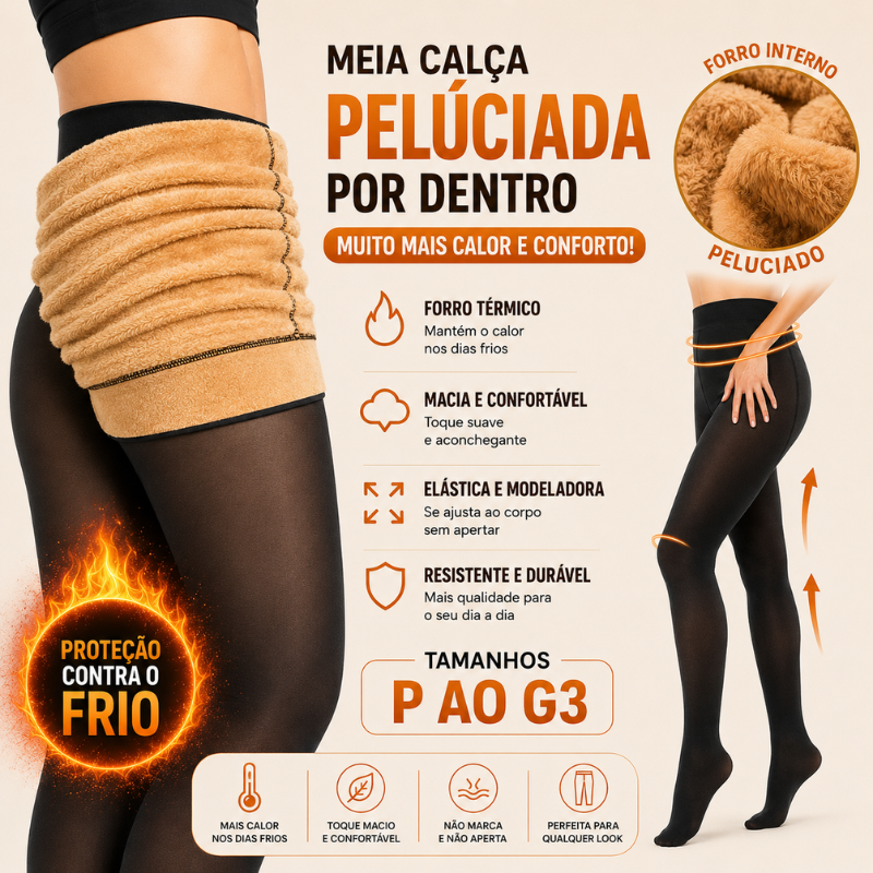Kit Meia Calça Térmica Translúcida — Preta por Fora, Quentinha por Dentro | P/M ao G3
