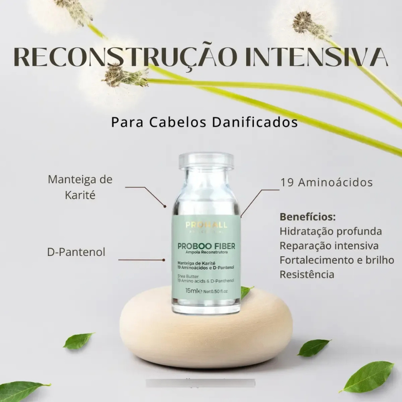Kit 3 Ampolas Cronograma Tratamento Capilar Premium - Hidratação, Nutrição e Reconstrução