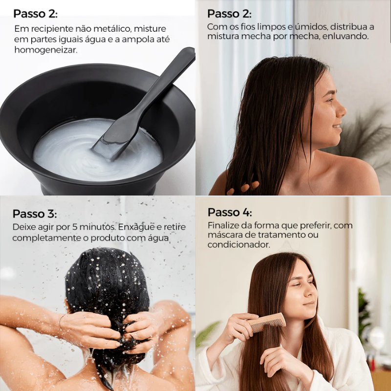 Kit 3 Ampolas Cronograma Tratamento Capilar Premium - Hidratação, Nutrição e Reconstrução