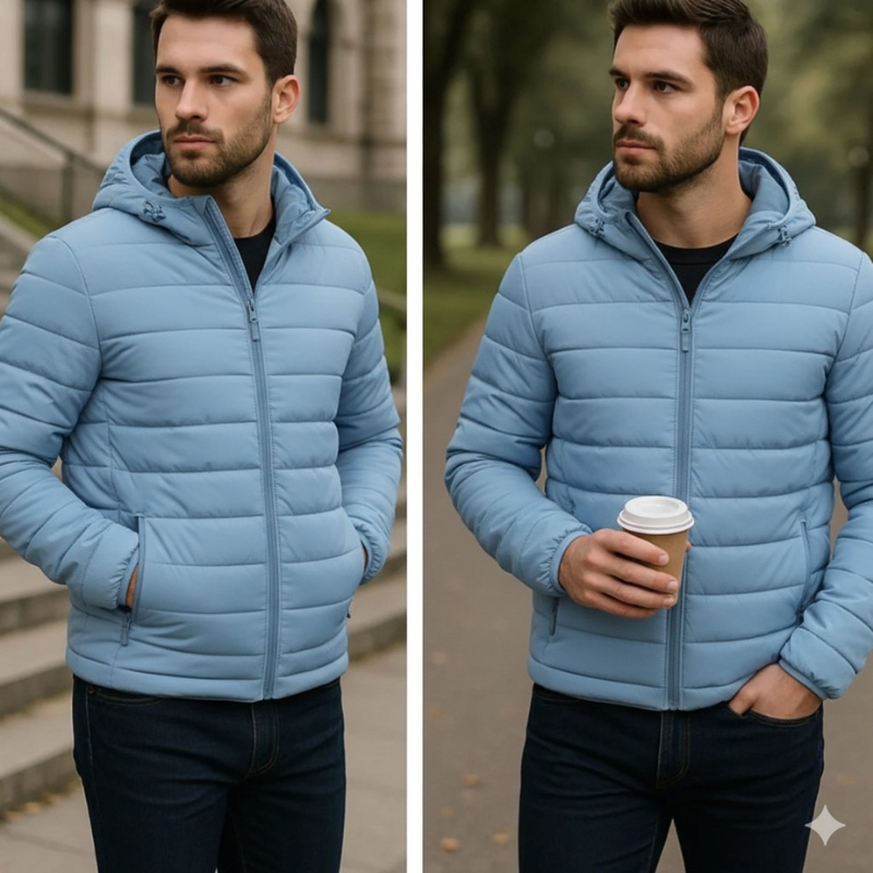 Jaqueta Puffer Bobojaco Azul Claro Impermeável Masculino e Feminino